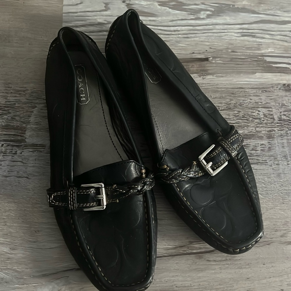 Black leather loafers
